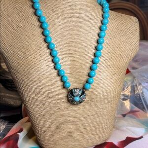 Turquoise Beaded Pendant Necklace - Women's Jewelry